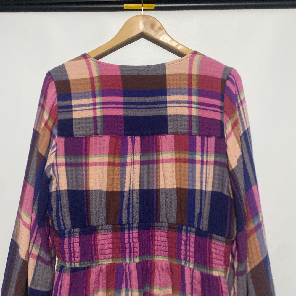 Anthro Pilcro M Plaid Deep-V Blouse - Picture 10 of 14
